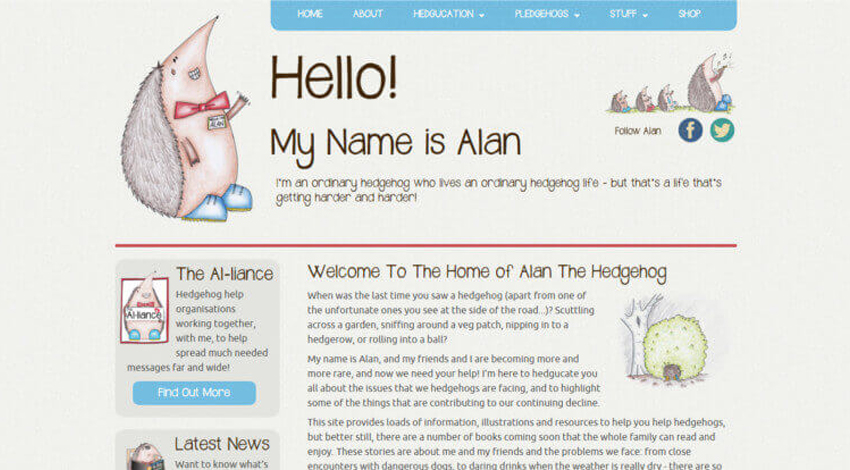 Alan The Hedgehog Website